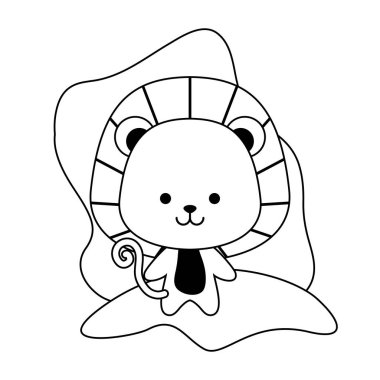 sevimli aslan hayvan izole simgesi