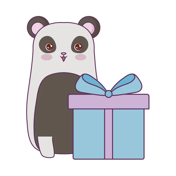 Pandabär Tier mit Geschenkbox — Stockvektor
