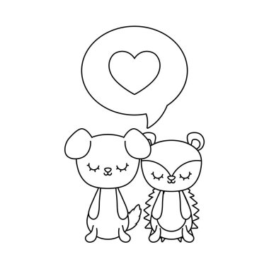 köpek ve konuşma balonu ile sevimli kirpi