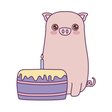 Doğum günü pastası ile sevimli Piggy hayvan