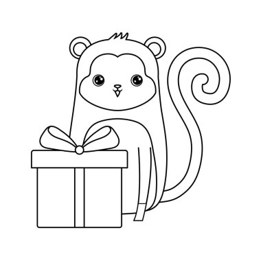 hediye kutusu ile sevimli maymun hayvan