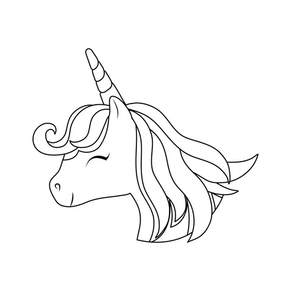 Cabeza de lindo unicornio icono aislado — Archivo Imágenes Vectoriales