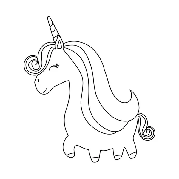 Cute unicorn animal isolated icon — Stock Vector