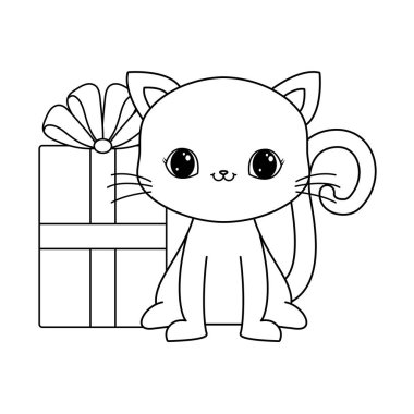 hediye kutusu ile sevimli kedi hayvan