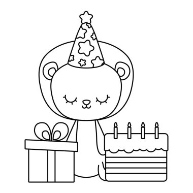 doğum günü ve hediye kutusu pasta ile sevimli aslan