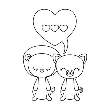 domuzcuk hayvanlar ve konuşma balonu ile sevimli aslan