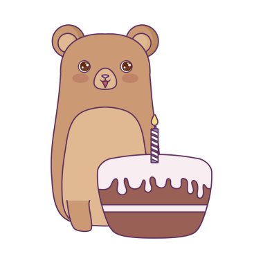 Doğum günü pastası ile sevimli ayı hayvan