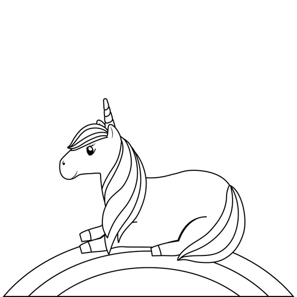 Unicorn cute hewan dengan pelangi - Stok Vektor