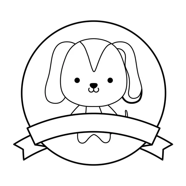 Lindo perro animal con cinta en el marco — Archivo Imágenes Vectoriales