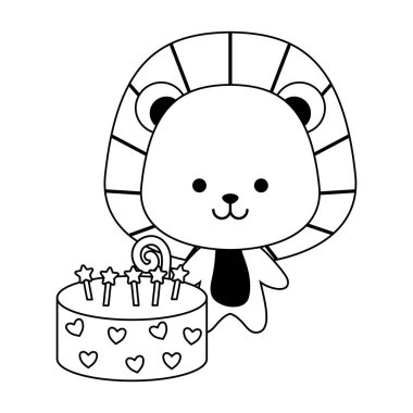 doğum günü pastası ile sevimli aslan