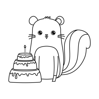 Doğum günü pastası ile sevimli sincap hayvan