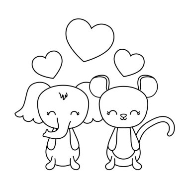 fare ve kalpleri ile sevimli fil