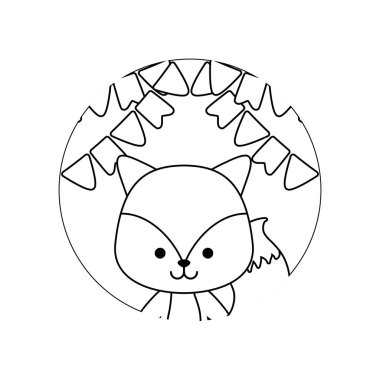 çelenk ile çerçeve dairesel sevimli tilki