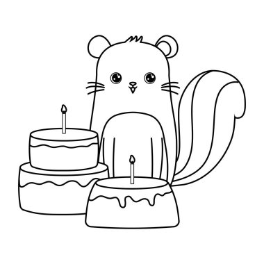 doğum günü pastaları ile sevimli sincap