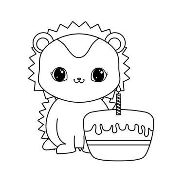 Doğum günü pastası ile sevimli kirpi hayvan