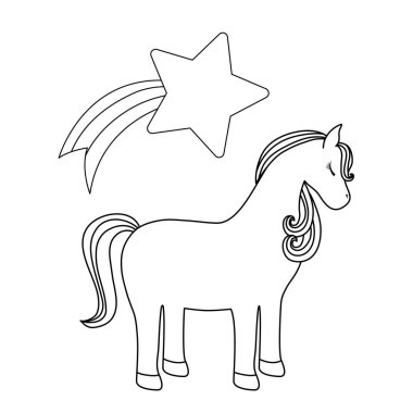 çekim yıldız ile sevimli tek boynuzlu at hayvan