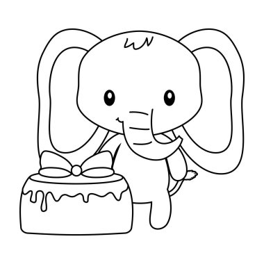 Doğum günü pastası ile sevimli fil hayvan