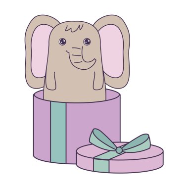 hediye kutusunda sevimli fil hayvan