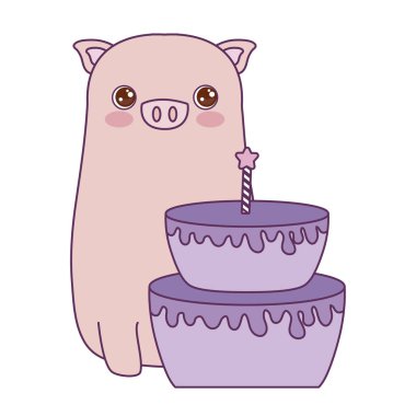 Doğum günü pastası ile sevimli Piggy hayvan