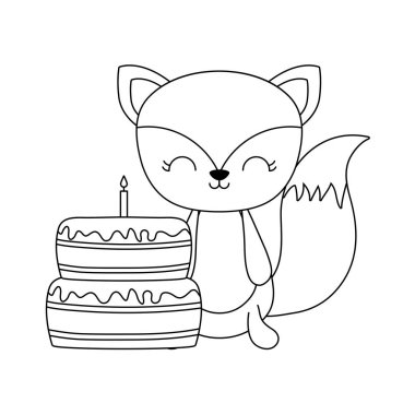 doğum günü pastası ile sevimli tilki