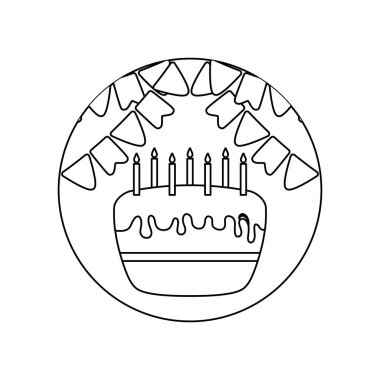 çelenk ile çerçeve dairesel doğum günü pastası