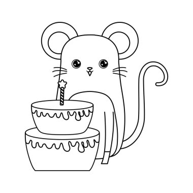 Doğum günü pastası ile sevimli fare hayvan