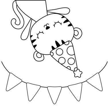 şapka parti ve çelenk ile sevimli kaplan