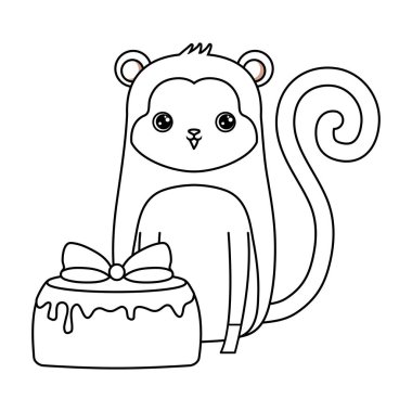 doğum günü pastası ile sevimli maymun hayvan