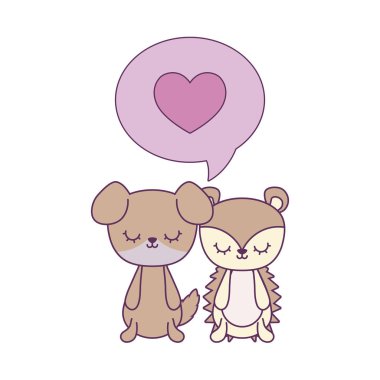 köpek ve konuşma balonu ile sevimli kirpi