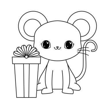 hediye kutusu ile sevimli fare hayvan