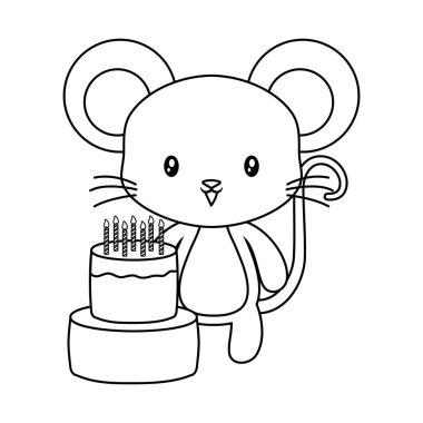 Doğum günü pastası ile sevimli fare hayvan