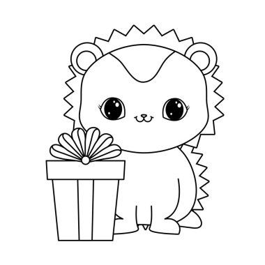 hediye kutusu ile sevimli kirpi hayvan