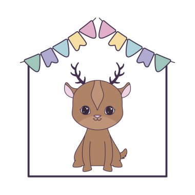 asılı çelenk ile sevimli reindeer hayvan