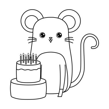 Doğum günü pastası ile sevimli fare hayvan