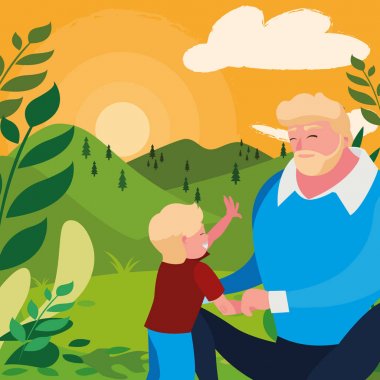 alanında oğlu ile baba