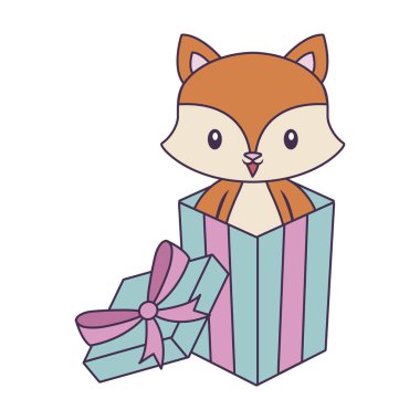 hediye kutusunda sevimli tilki hayvan