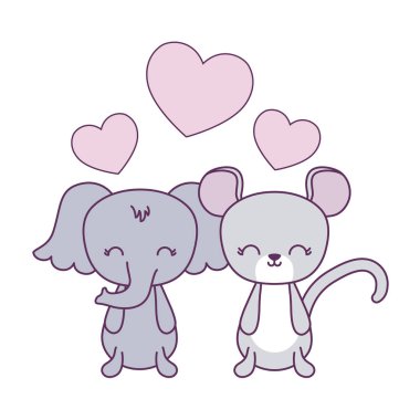 fare ve kalpleri ile sevimli fil