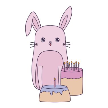 doğum günü pastaları ile sevimli tavşan