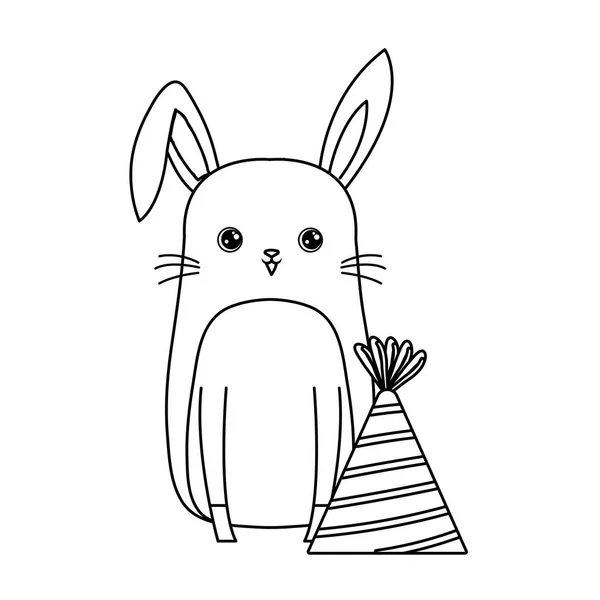 Şapka partisi ile sevimli tavşan hayvan — Stok Vektör