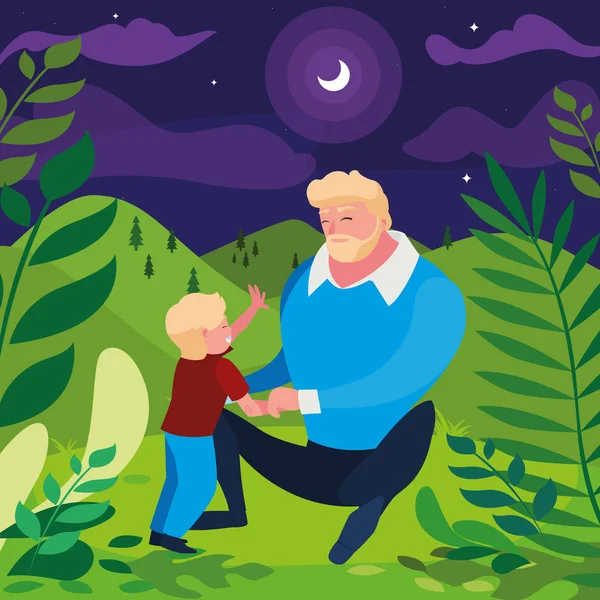 alanında oğlu ile baba