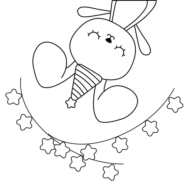可爱的兔子与帽子党和花环 — 图库矢量图片