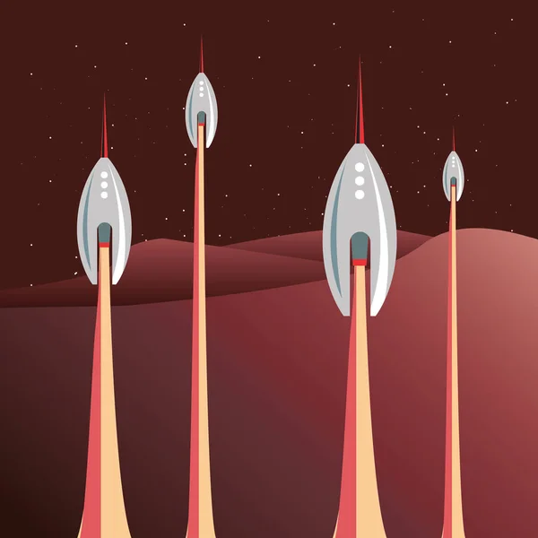 Lanzamiento de naves espaciales de cohetes — Vector de stock