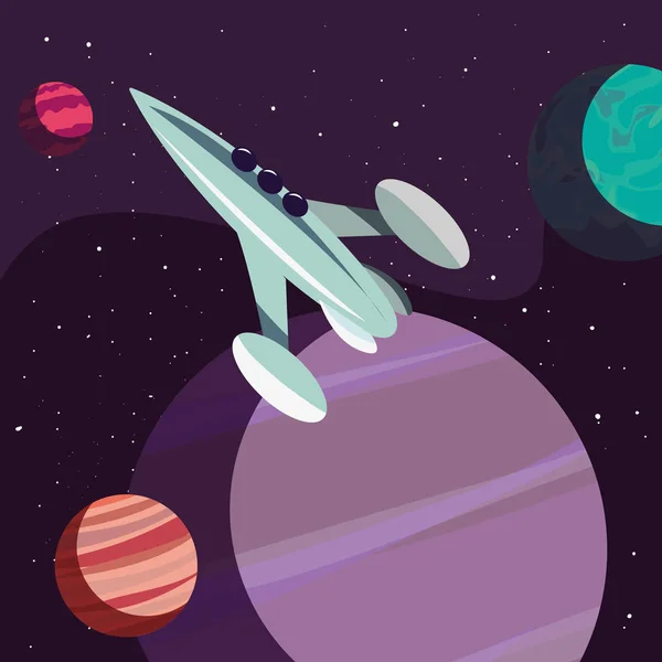 Exploración de planetas de naves espaciales — Vector de stock