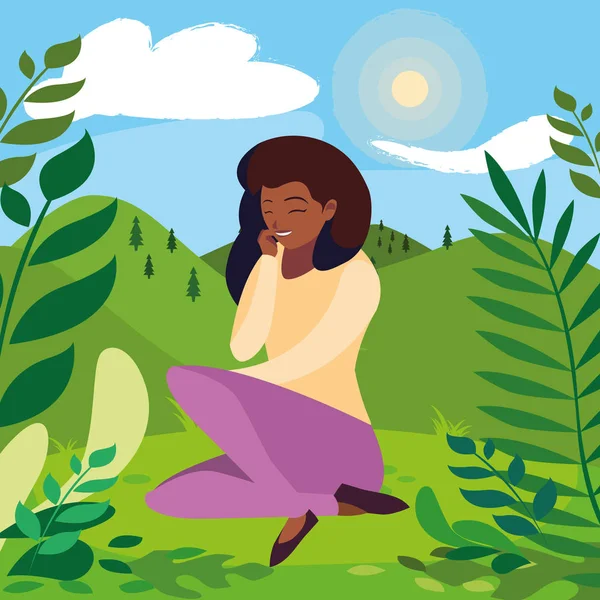 parkta oturan güzel siyah kadın