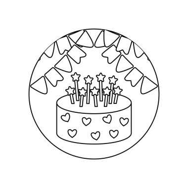 çelenk ile çerçeve dairesel doğum günü pastası