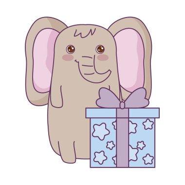 hediye kutusu ile sevimli fil hayvan