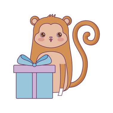 hediye kutusu ile sevimli maymun hayvan