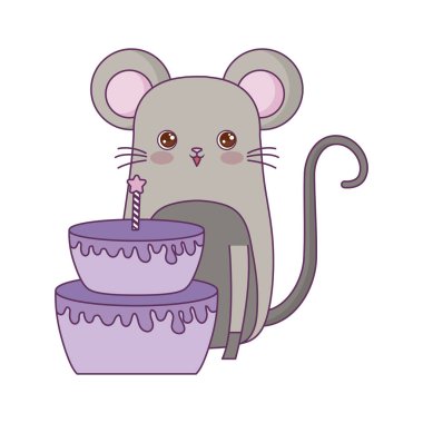 Doğum günü pastası ile sevimli fare hayvan