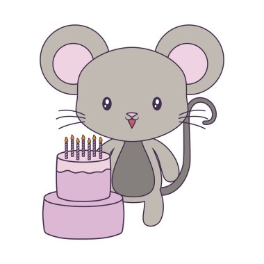 Doğum günü pastası ile sevimli fare hayvan