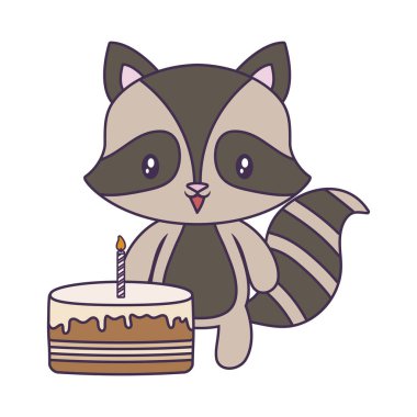 doğum günü pastası ile sevimli rakun hayvan